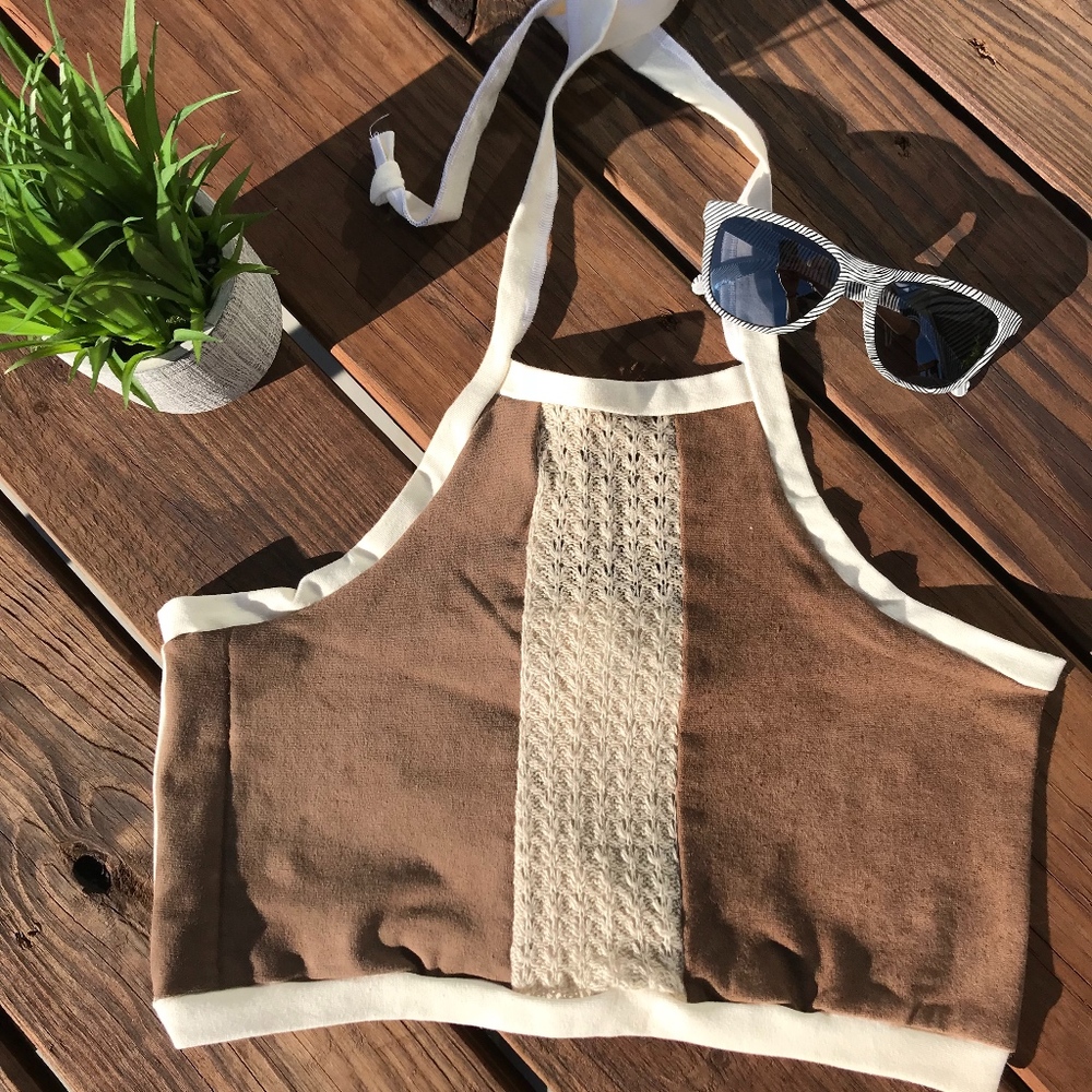 Dava Threads Brown Hemp Crop Tank Top